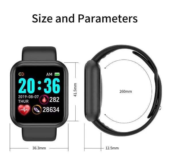 Y68 relógio inteligente Bluetooth rastreador de fitness das mulher monitor frequência cardíaca pressão arterial exportes pulseira para android ioses dos homens smartwatch - basikhome